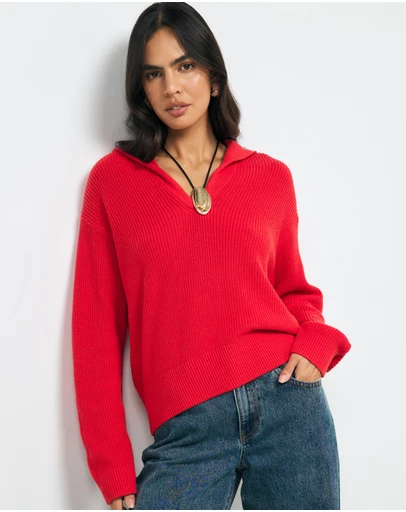 AERE - Lilo Cotton Wool Polo Knit