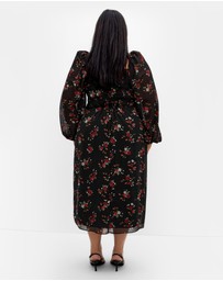 City Chic - Plus size Orla Print Midi Dress - black