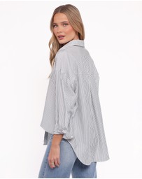 Petal & Pup - Edna Shirt - Charcoal Stripe