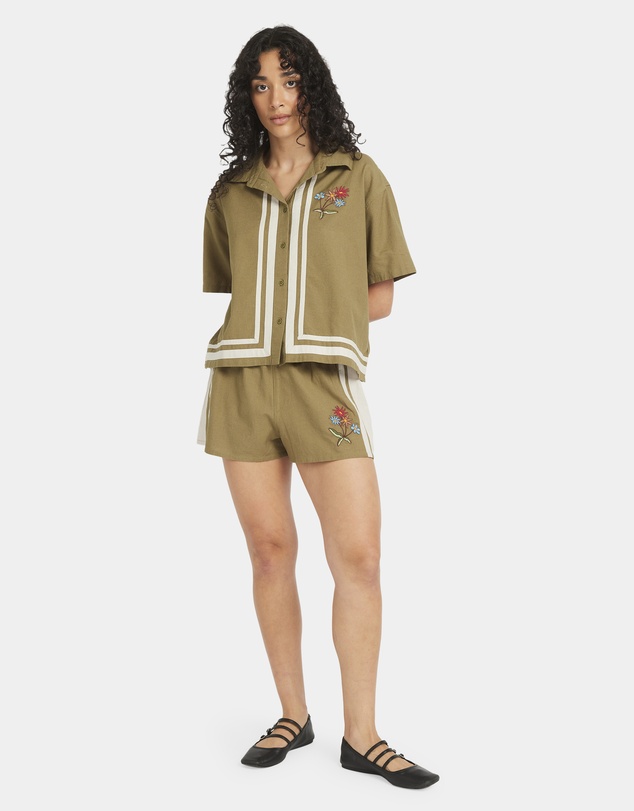 RVCA - Womens Mel G Button Down Short Sleeve Shirt