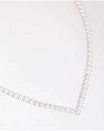Lovisa - Silver Cubic Zirconia Cup Chain Pointed Tennis Necklace