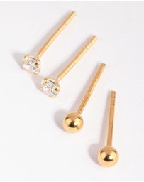 Lovisa - Gold Plated Sterling Silver Ball Stud & Hoop Earring Pack