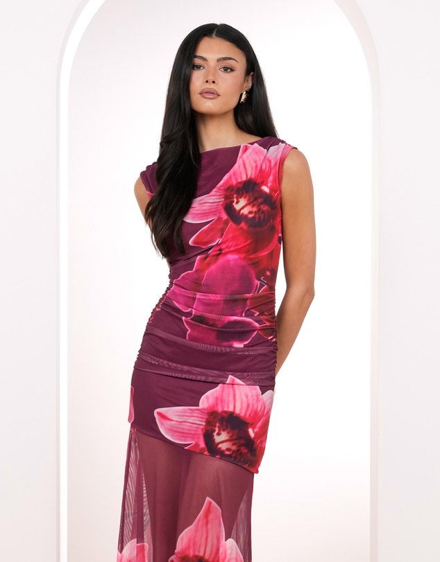 Pilgrim - Camryn Maxi Drape Mesh Dress