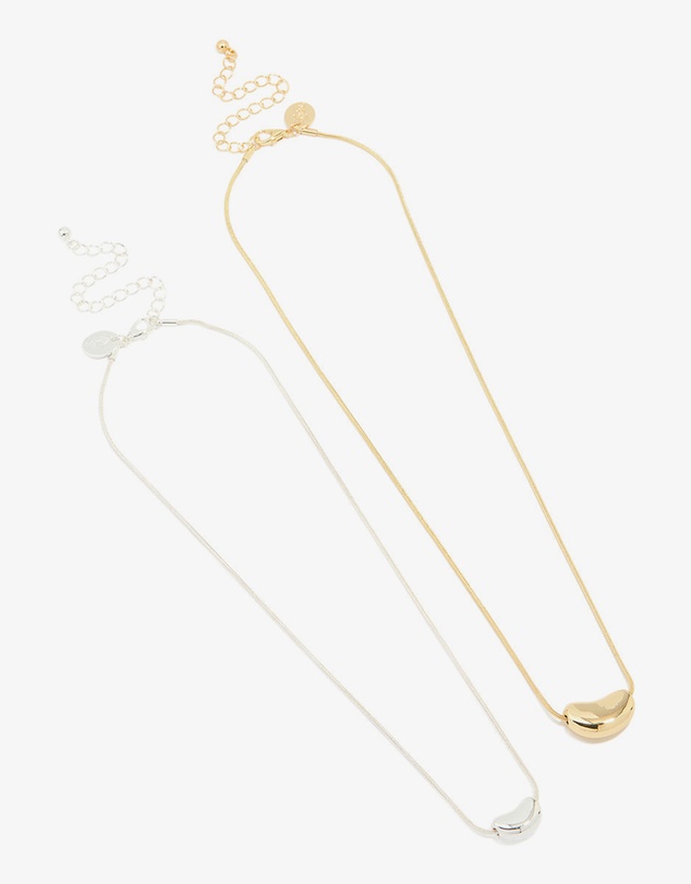 Lovisa - Mixed Metal Pebble Pendant Necklaces 2-Pack