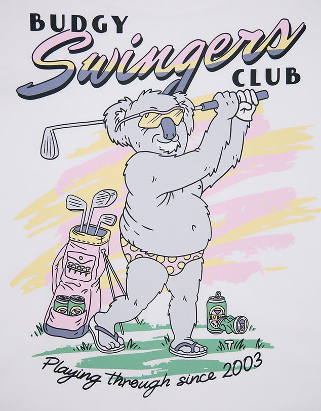 Budgy Smuggler - White Singlet with Swingers Club