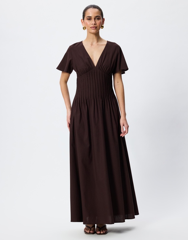 Tussah - Maysen Linen Blend Pintuck Midi Dress
