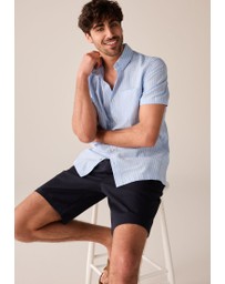 NEXT - Linen Blend Stripe Short Sleeve Shirt