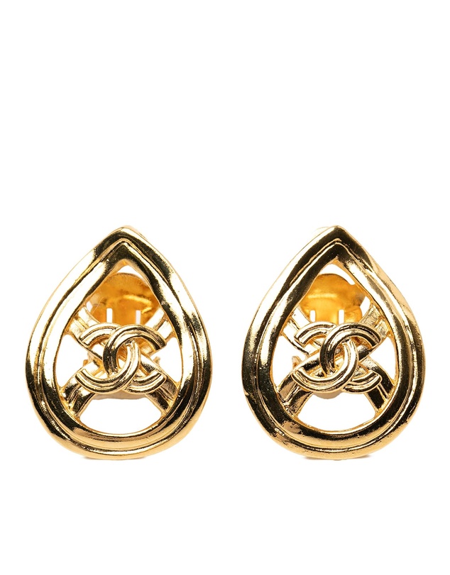 Pre-Loved by Azura Reborn - Pre-Loved Gold Plated CC Teardrop Clip On Earrings