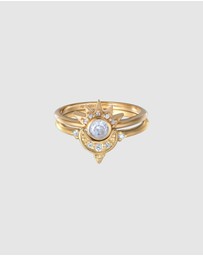 Elli Jewelry - Ring Set Zirconia Moon 925 Sterling Silver Gold-Plated