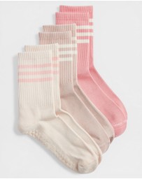 High Heel Jungle - Varsity Premium Cotton Pilates Yoga Grip Socks - 3 Pack