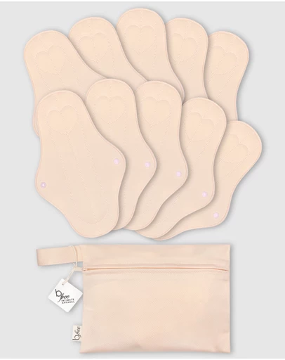 B Free Intimate Apparel - Ultra Thin Long Reusable Panty Liner With Wings - 10 Pack
