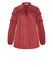 City Chic - Plus size Drama Queen Long Sleeve Shirt - sienna