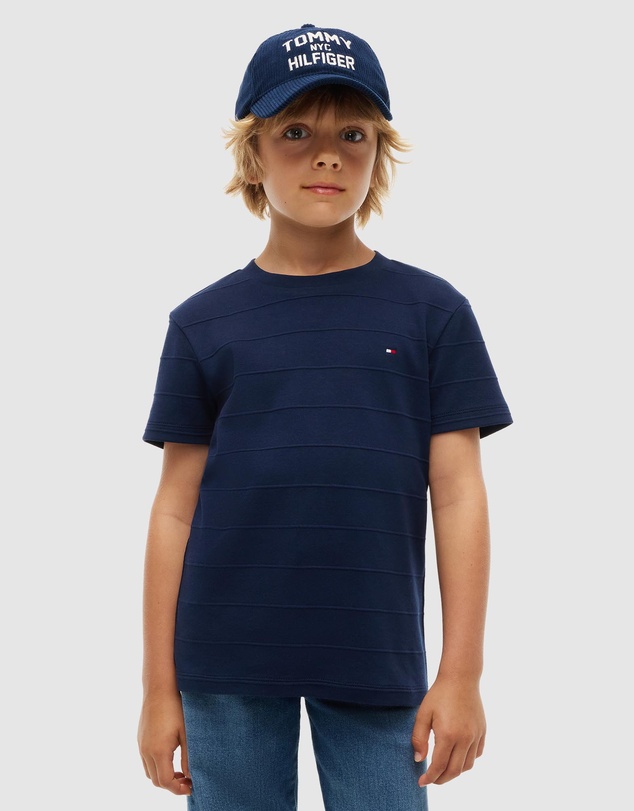 Tommy Hilfiger - Jacquard Stripe Flag Embroidery T-Shirt - Teens