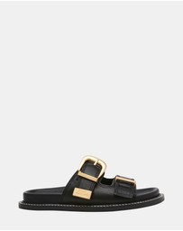 Steve Madden - Arch Black Leather Sandals