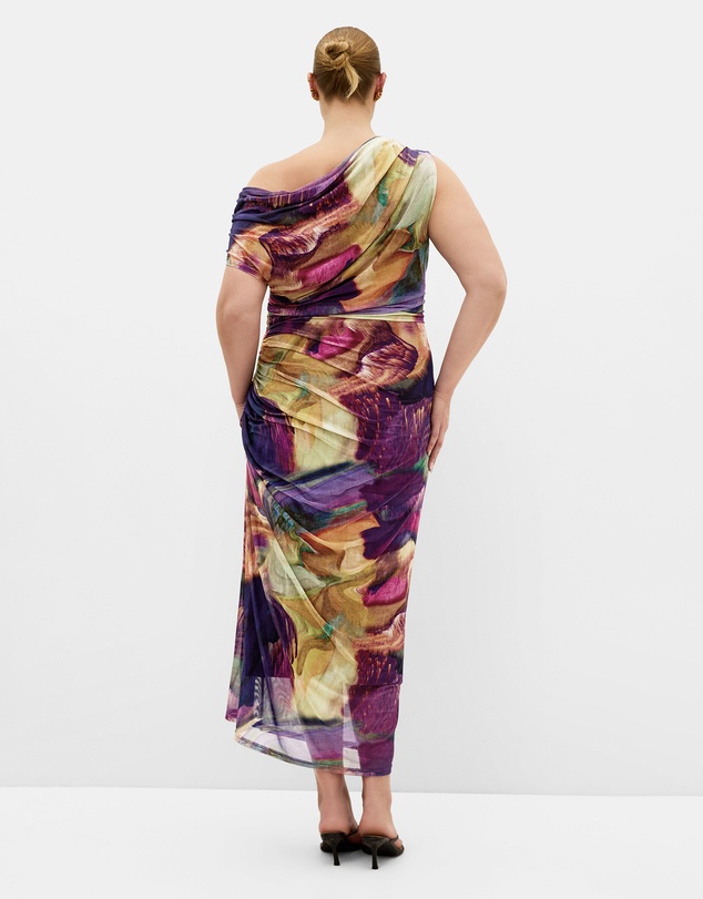 City Chic - Vivid Mesh Swirl Print Maxi Dress