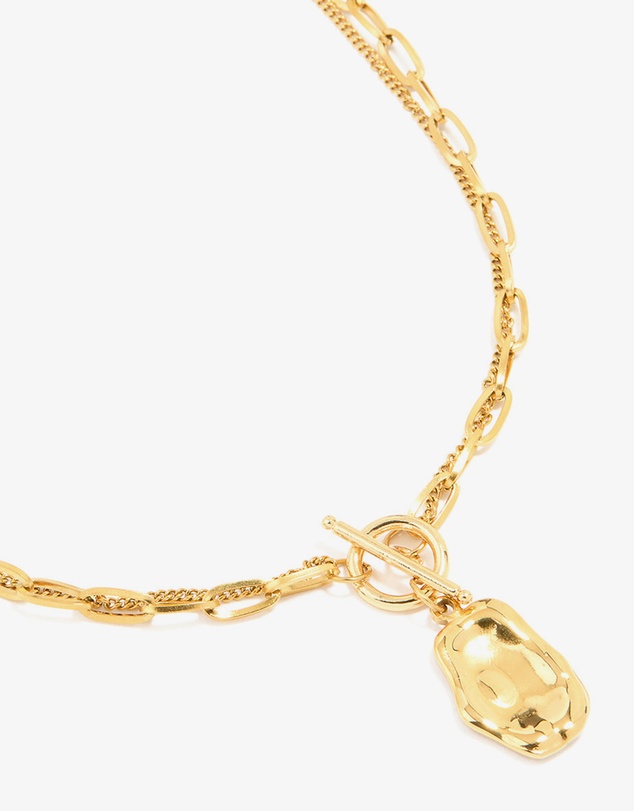 Lovisa - Waterproof Gold Plated Stainless Steel Molten Pendant Layered Necklace