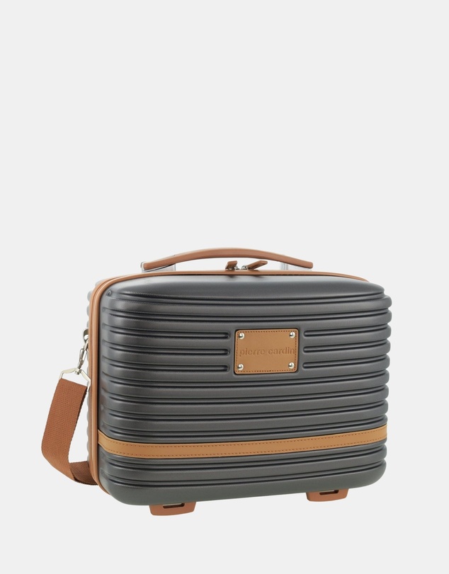 Pierre Cardin - Pierre Cardin Classique Medium Hard Shell with Mini Beauty Case Set + Leather Tag