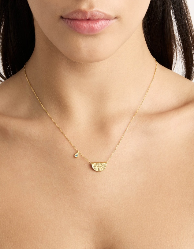 By Charlotte - Gold Lotus Birthstone Necklace - March