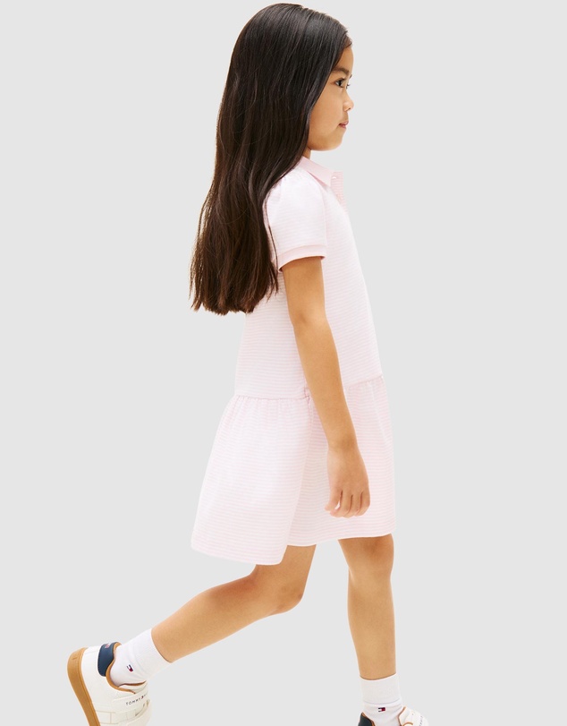 Tommy Hilfiger - Puff Sleeve Dropped Waist Polo Dress - Kids