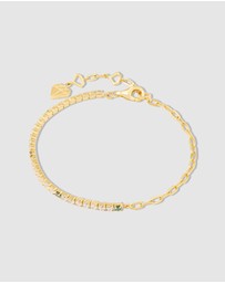 Wanderlust + Co - Pave 14K Gold Vermeil Emerald Mini Tennis Chain Bracelet