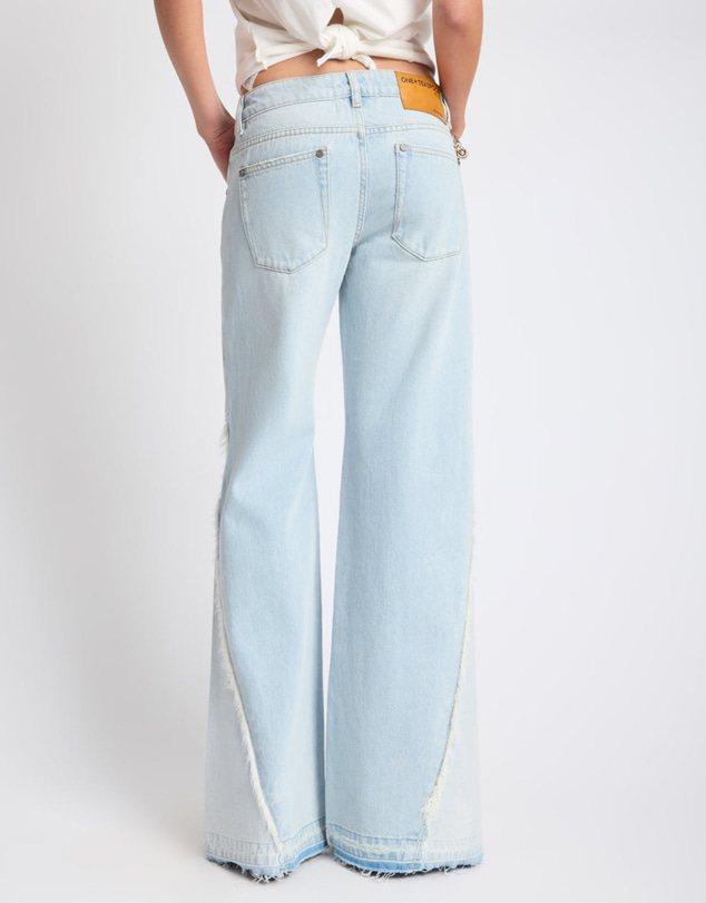 ONE TEASPOON - Johnnies Low Waist Wide Leg Flared Denim Jeans - Cosmic Blue