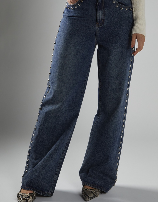 Glamorous - Wide-Leg Studded-Jeans