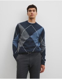 Country Road - Merino Wool Argyle Crew Neck Knit