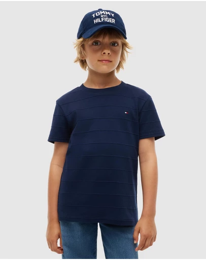 Tommy Hilfiger - Jacquard Stripe Flag Embroidery T-Shirt - Teens