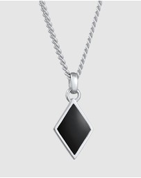 Kuzzoi - ICONIC EXCLUSIVE - Necklace Men Rhombus Pendant Geo Enamel in 925 Sterling Silver