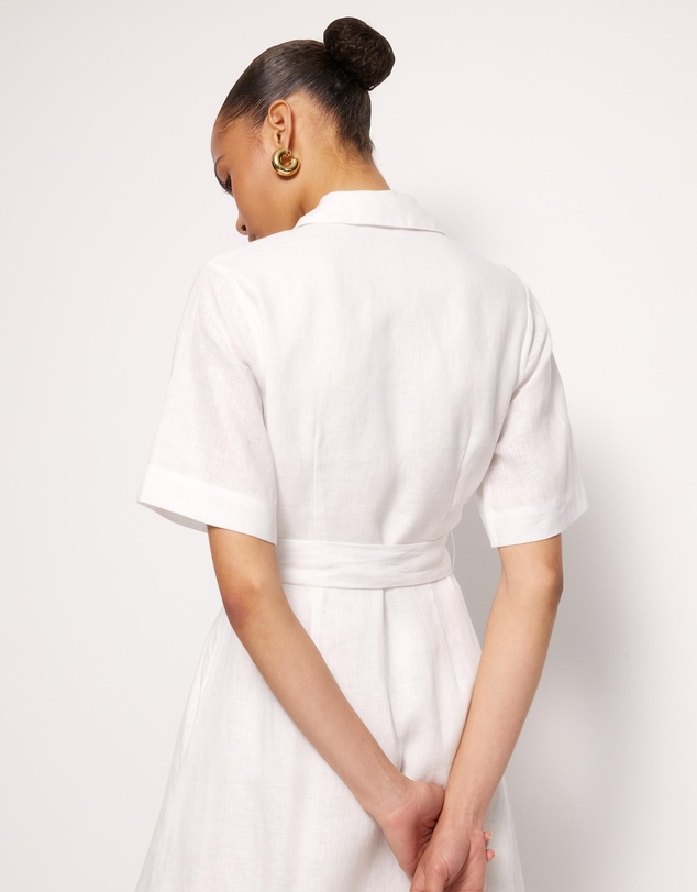 AERE - Orien Tuck Waist Linen Shirt Dress