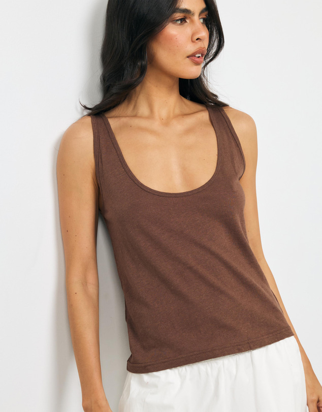AERE - Linen Blend Scoop Tank