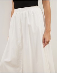 Atmos&Here - Darla Linen Blend Button Midi Skirt