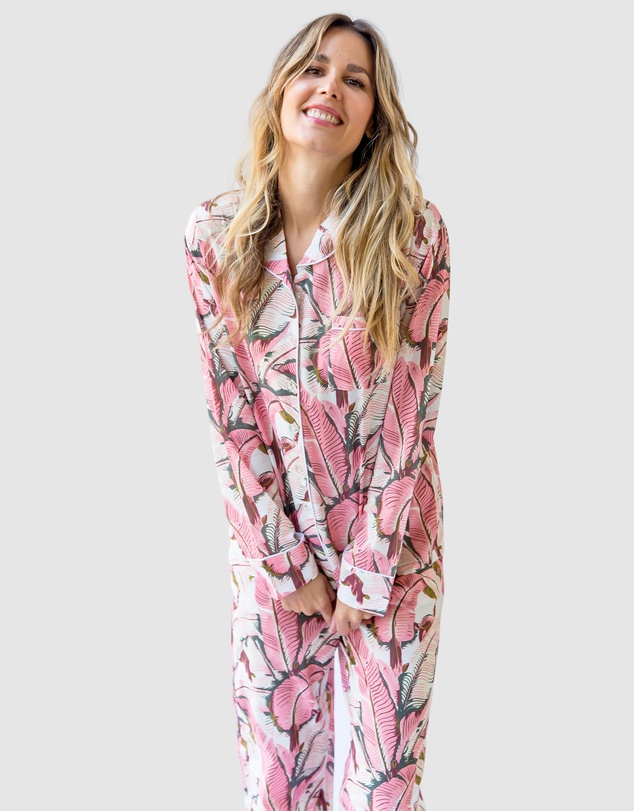 Sant And Abel - Women's Martinique® Pink Banana Leaf Long PJ Set