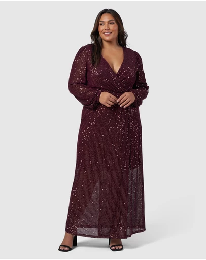 Pink Dusk by Curve Project - All I Want Sequin Maxi Dress