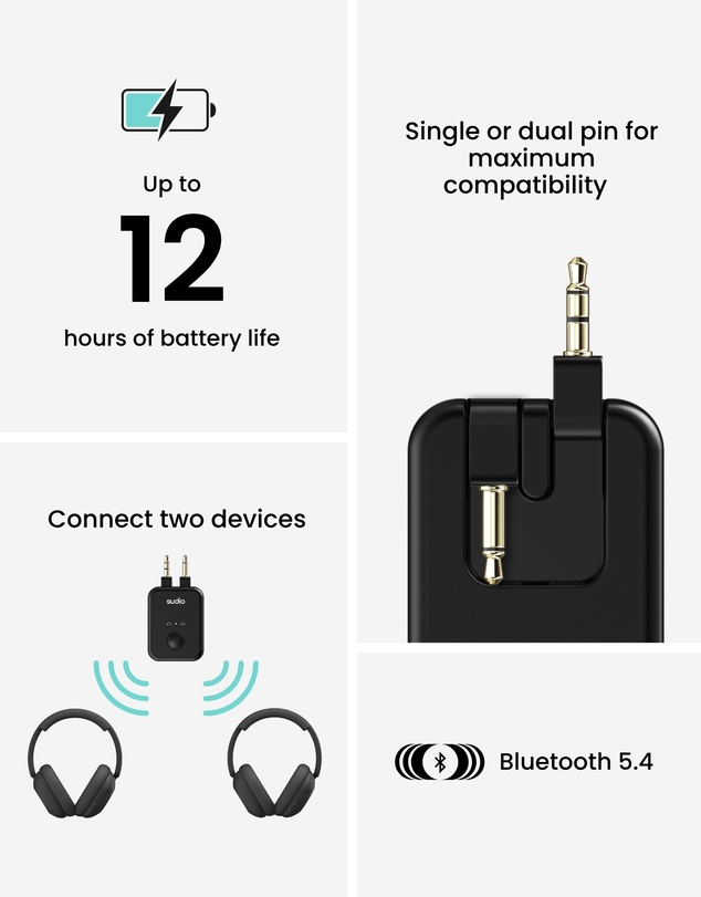Sudio - FL2 - In-Flight Wireless Portable Bluetooth Adapter