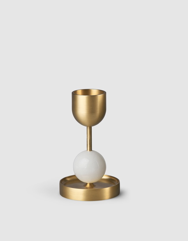 Black Blaze - Beaded Fountain Brass Candle Holder