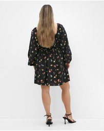 City Chic - Abbie Long Sleeve Print Mini Dress
