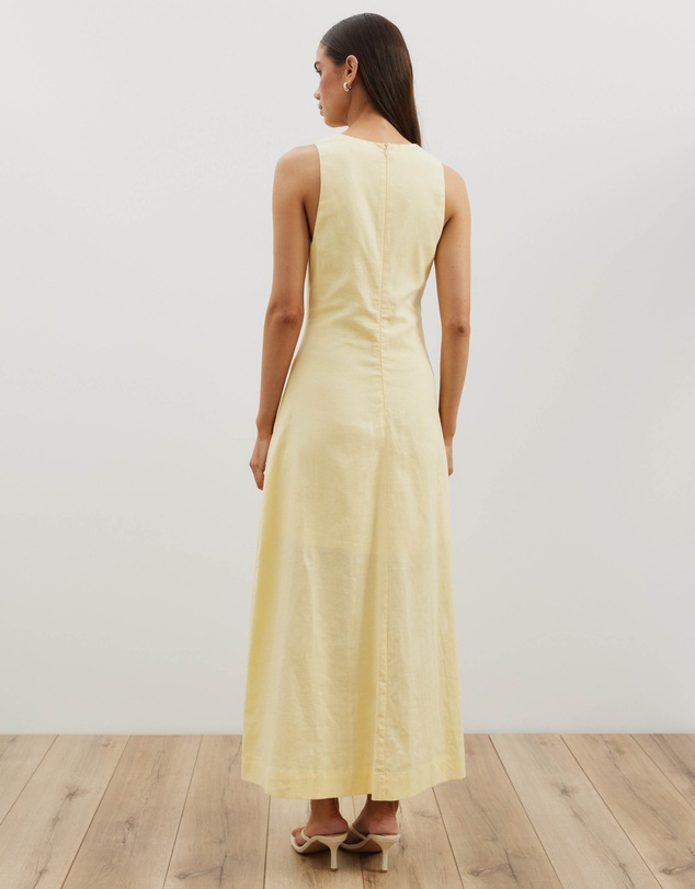 Atmos&Here - Stephanie Linen Blend Wrap Front Midi Dress