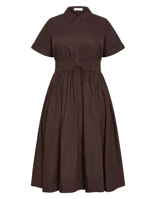 City Chic - Plus size Lana Midi Shirt Dress - chocolate
