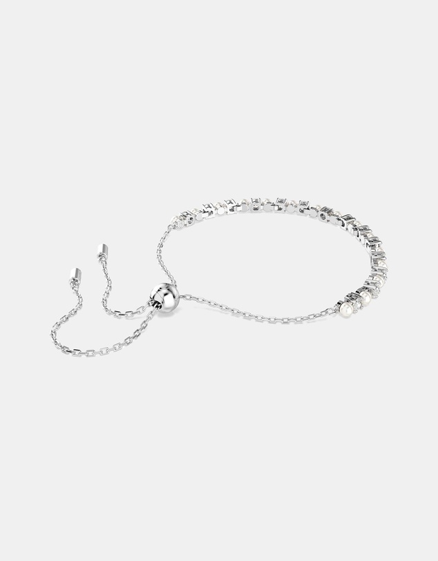 Swarovski - Matrix bracelet, Crystal pearl, Round cut, White, Rhodium plated
