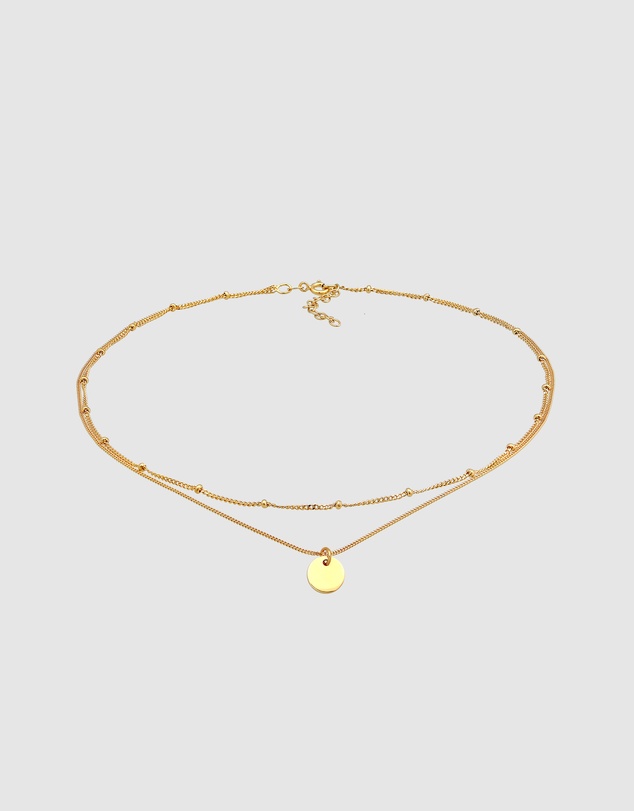 Elli Jewelry - Necklace Choker Layer Platelet in 925 sterling silver gold plated