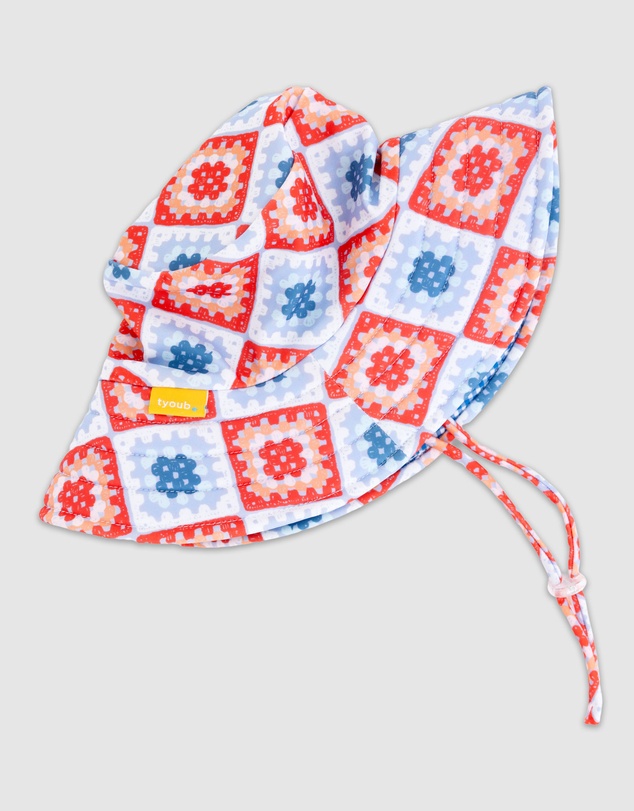 Tyoub - Tyoub Wide Brim Bucket Hat Modern Retro Granny Square