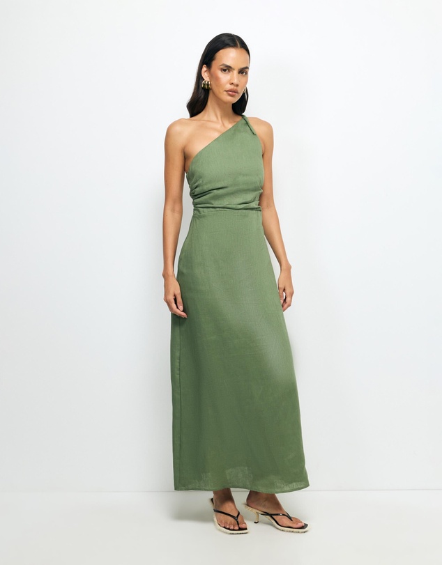 Revibe - Repaired AERE Lettie One Shoulder Maxi Dress - AU 16