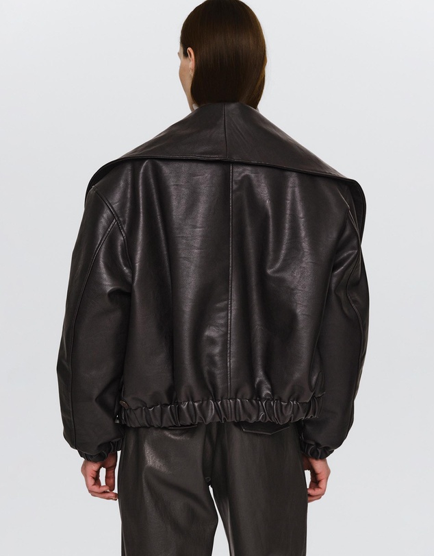Source Unknown - Eleni Faux Leather Bomber Jacket