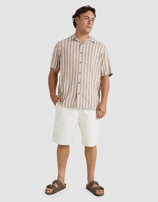 RVCA - Mens Beat Stripe Vintage Short Sleeve Shirt