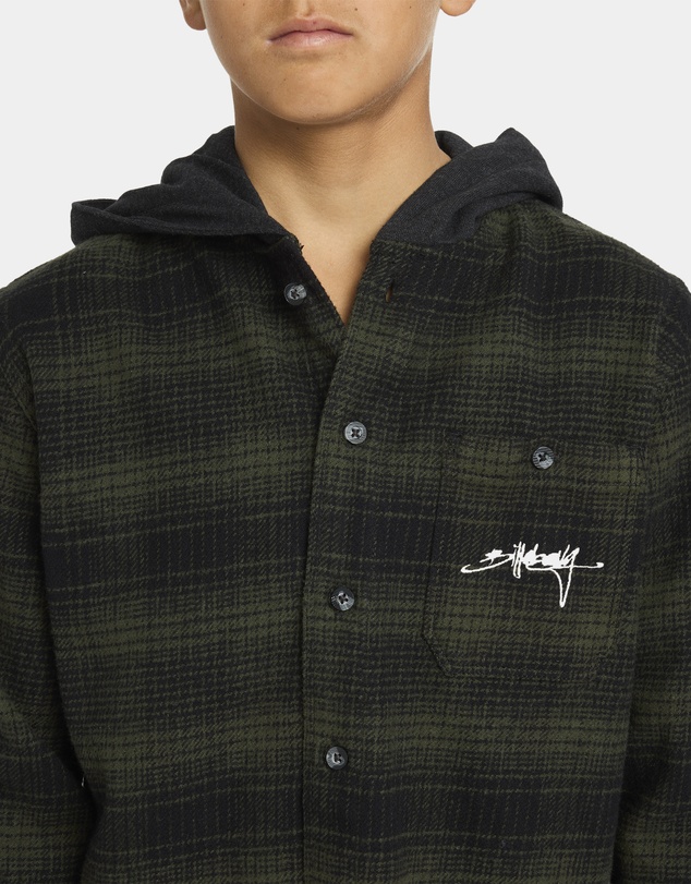 Billabong Kids - Boys 8 to 16 Baja Surf Hooded Flannel Shirt