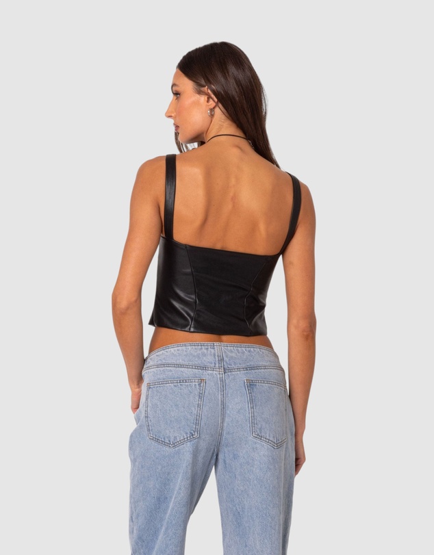 EDIKTED - PU Corset With Front Hook and Eye Closure