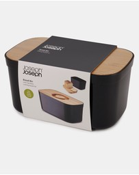 Joseph Joseph - Bread Bin with Bamboo Cutting Board Lid - Black