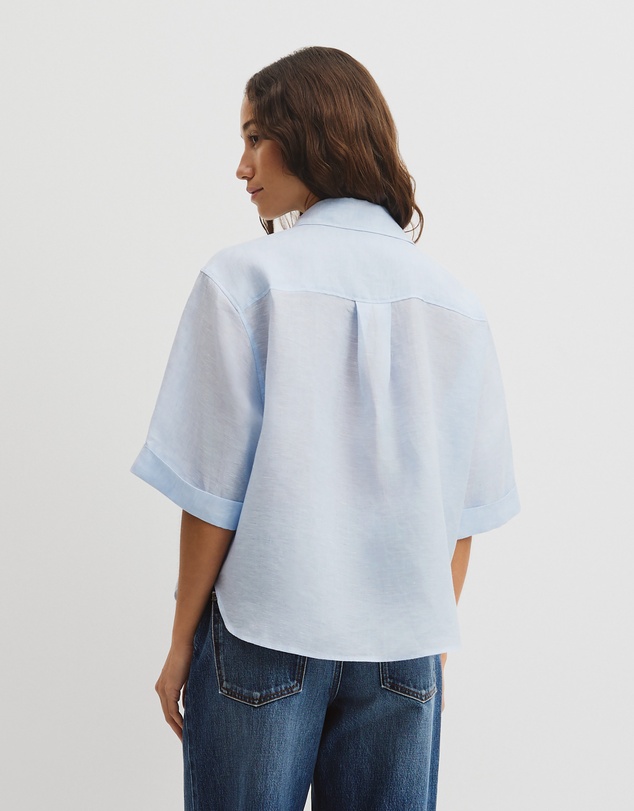 Country Road - Short Sleeve Crop Linen Shirt