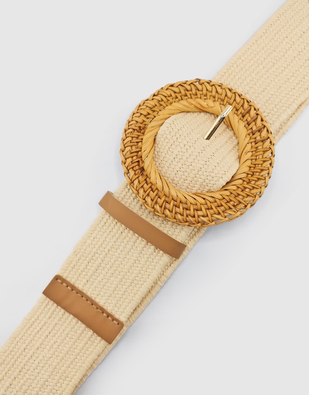 Miz Casa and Co - Cream Rattan Woven Belt